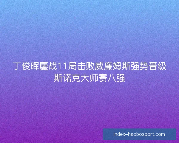 丁俊晖鏖战11局击败威廉姆斯强势晋级斯诺克大师赛八强